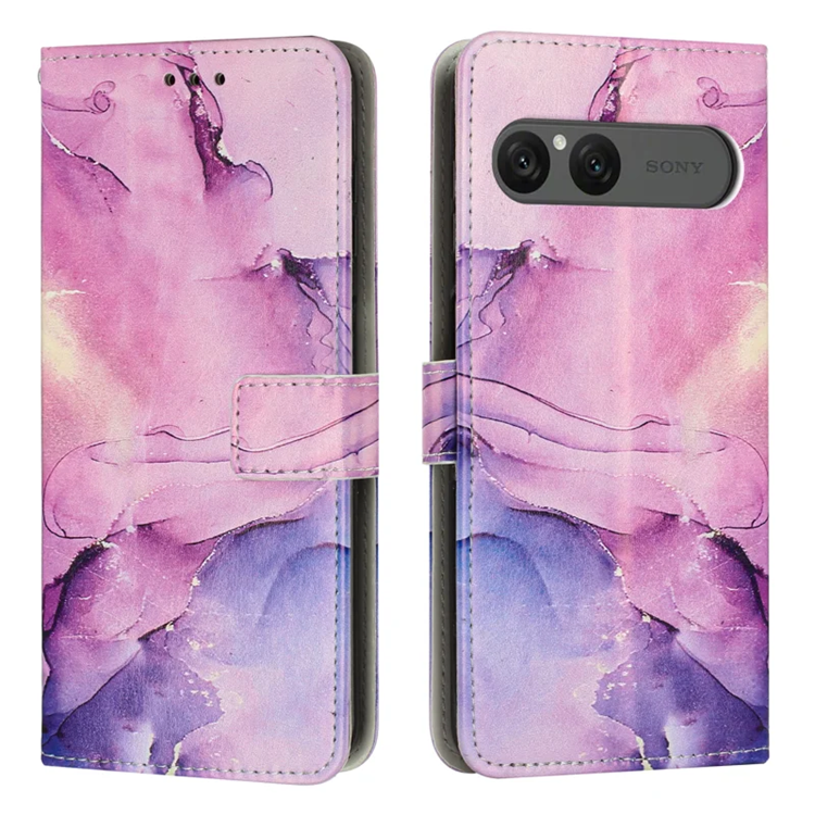 Sony Xperia 10 VII Konstläder Plånboksfodral Marble Pattern - Lila | 2353 | AlltMobil