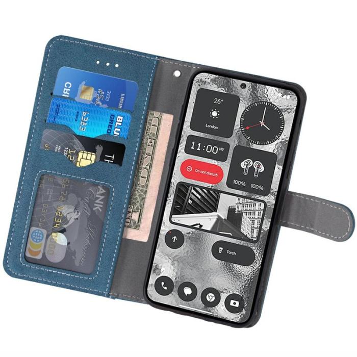 OEM - Samsung Galaxy S26 Plånboksfodral Retro Konstläder - Blå