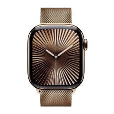 Apple - (NY) Apple Watch 10 46mm 4G Titan Case With Guld Milanese Loop M L - Guld