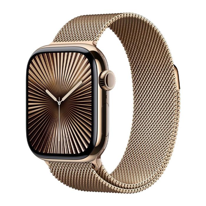 Apple - (NY) Apple Watch 10 46mm 4G Titan Case With Guld Milanese Loop M L - Guld