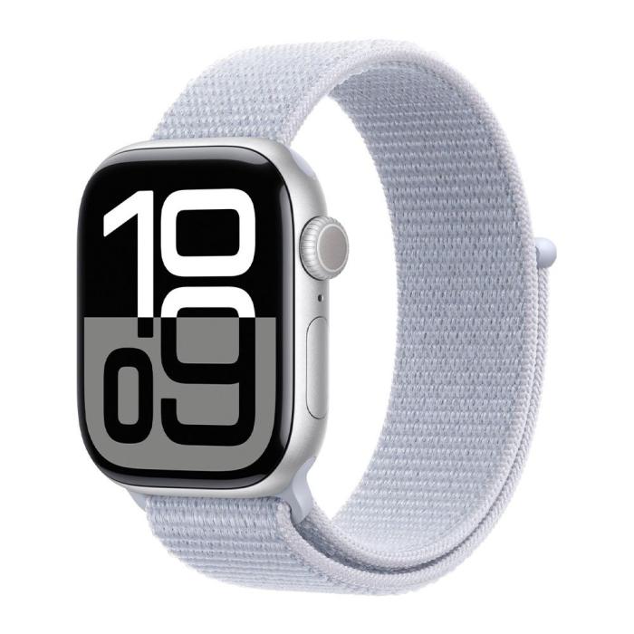 Apple - (NY) Apple Watch Series 10 46mm Silver (Blå Nylonrem)