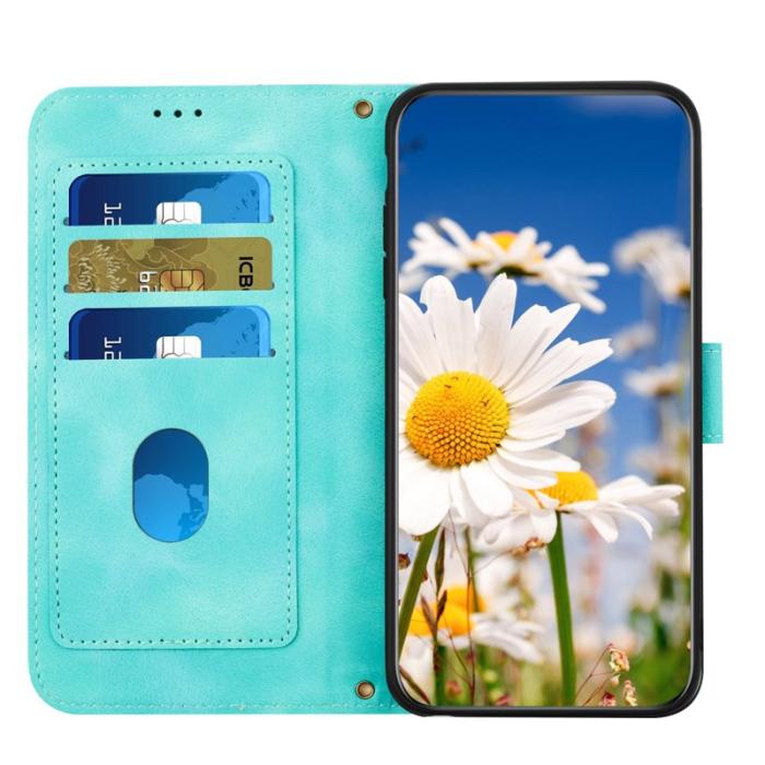 OEM - Mobilskal till Samsung Galaxy S26 Ultra Konstläder Blommönster - Grön
