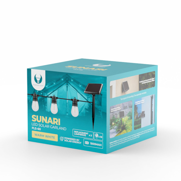 Forever Light - Forever Light SUNARI Solar Lampa LED Garland 7.5m 10 bulbs IP44