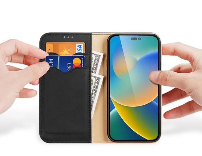 Dux Ducis - Dux Ducis iPhone 14 Pro Max Plånboksfodral Äkta Läder Hivo Flip - Svart
