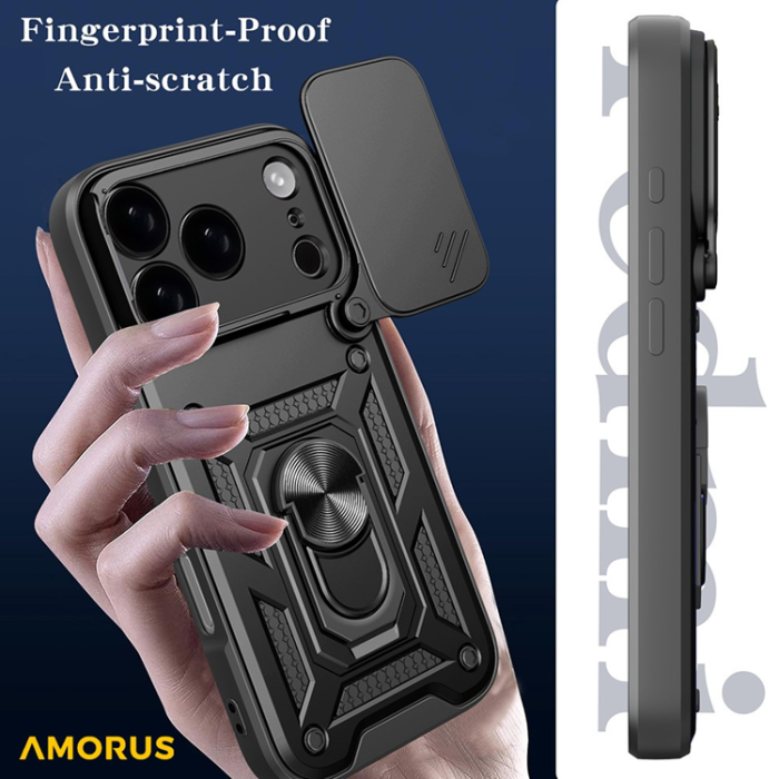 Amorus - AMORUS iPhone 17 Pro Mobilskal Med Kameralinsreglage - Guld