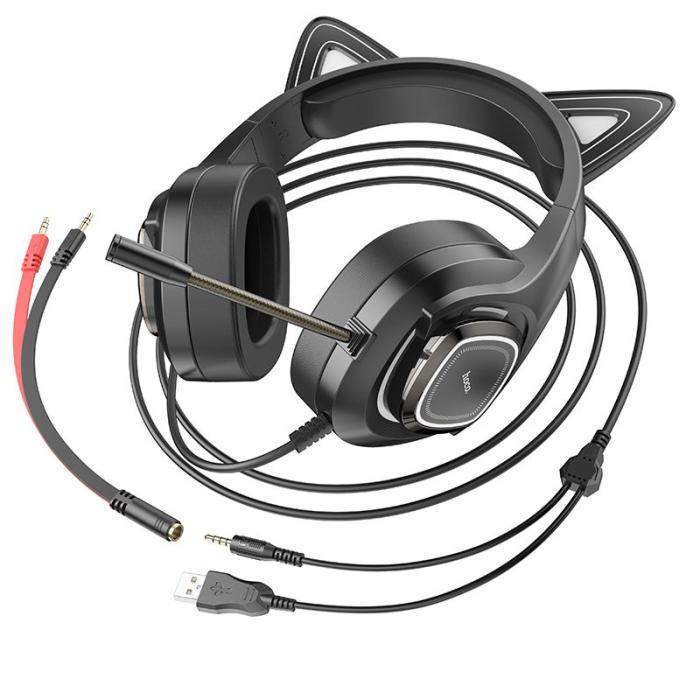 Hoco - HOCO Gaming hörlurar Söt Katt Luminous W107 phantom