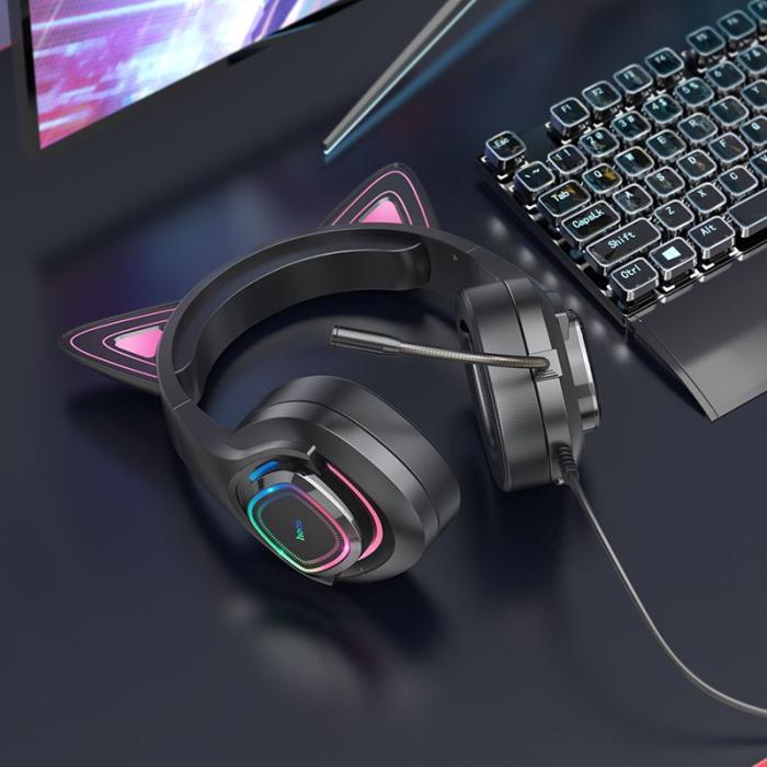 Hoco - HOCO Gaming hörlurar Söt Katt Luminous W107 phantom