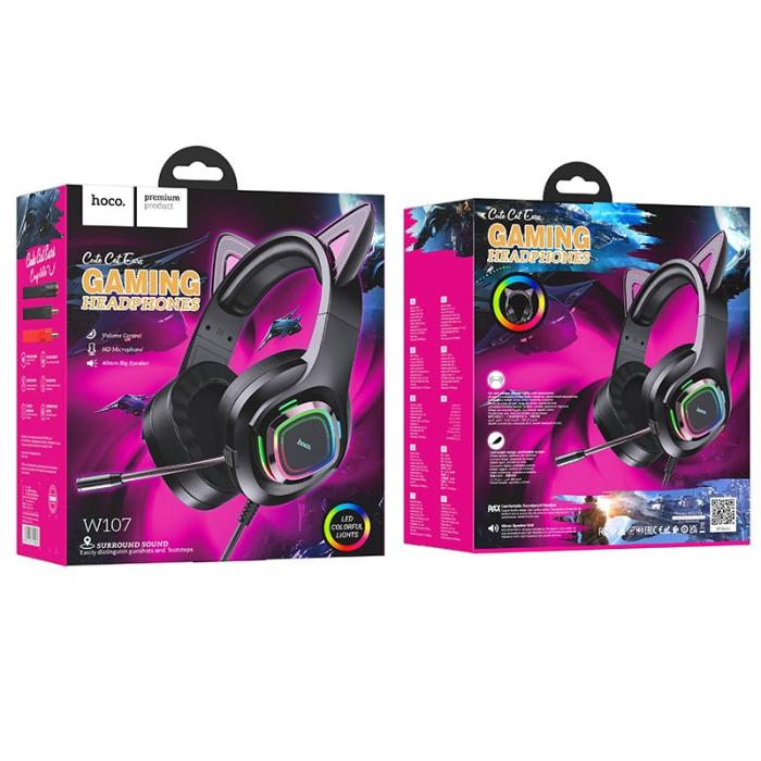 Hoco - HOCO Gaming hörlurar Söt Katt Luminous W107 phantom