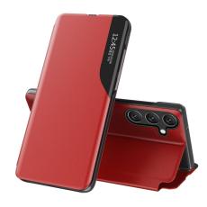 OEM - Mobilfodral f&ouml;r Samsung Galaxy S26 Konstl&auml;der med f&ouml;nster - R&ouml;d