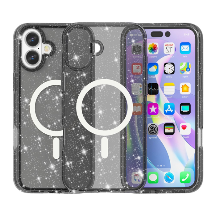 A-One Brand - iPhone 17 Mobilskal MagSafe Puderglitter - Svart