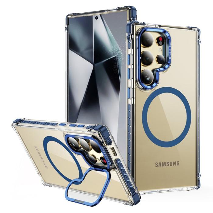 OEM - Mobilskal för Samsung Galaxy S26 Ultra Transparent med Kickstand - Blå