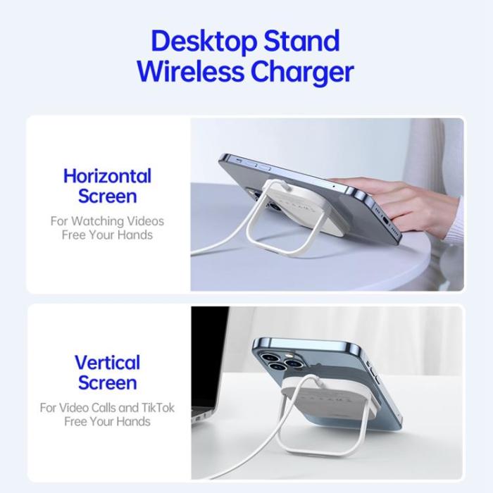 DUZZONA - Duzzona Magsafe Trådlös laddare med stativfunktion - Vit