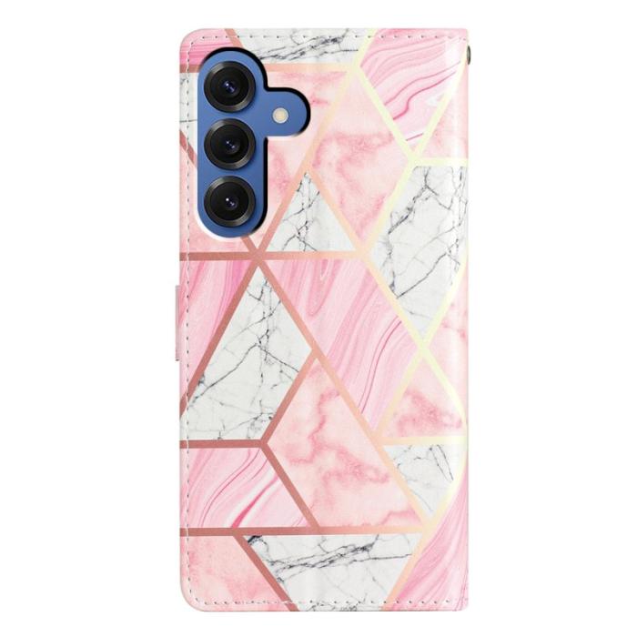 OEM - Samsung Galaxy S26 Plus Plånboksfodral Konstläder Mönstertryck Ställ Rosa Marmor