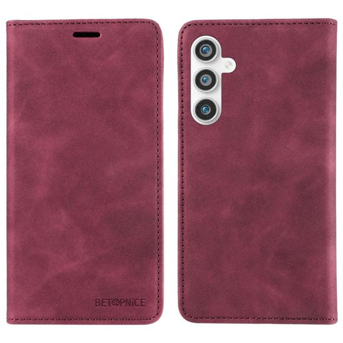 BETOPNICE - BETOPNICE 003 Plånboksfodral för Samsung Galaxy S23 FE Konstläder - Röd