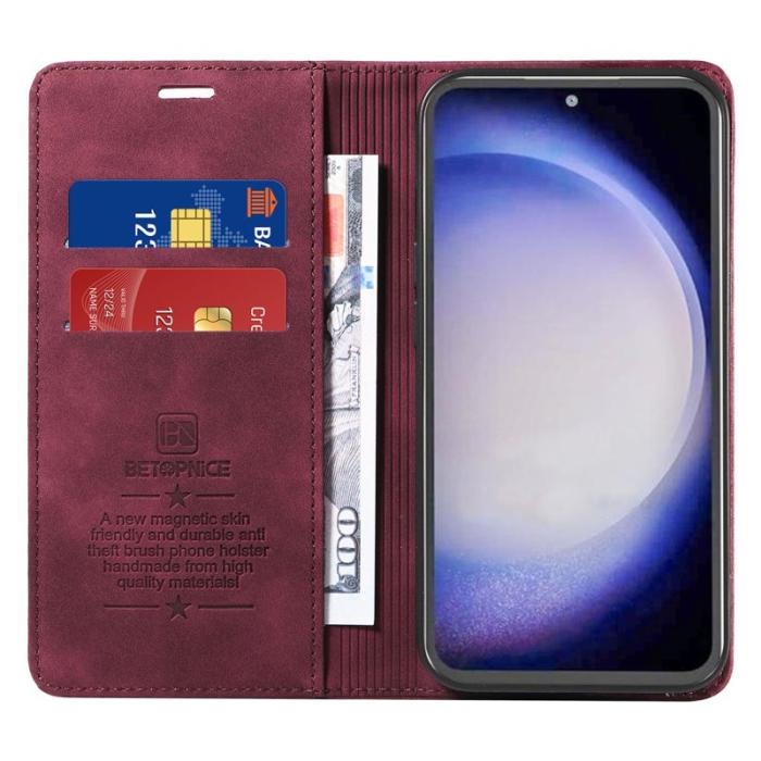 BETOPNICE - BETOPNICE 003 Plånboksfodral för Samsung Galaxy S23 FE Konstläder - Röd
