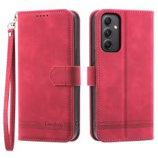 DIERFENG - DIERFENG DF-03 Pl&aring;nboksfodral Konstl&auml;der- R&ouml;d f&ouml;r Samsung Galaxy A35 5G