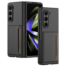 GKK - GKK Samsung Galaxy Z Fold5 Fodral Card Holder - &Auml;kta l&auml;der - Svart