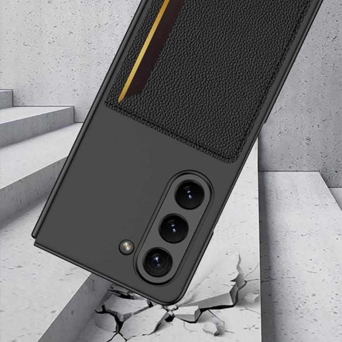 GKK - GKK Samsung Galaxy Z Fold5 Fodral Card Holder - Äkta läder - Svart