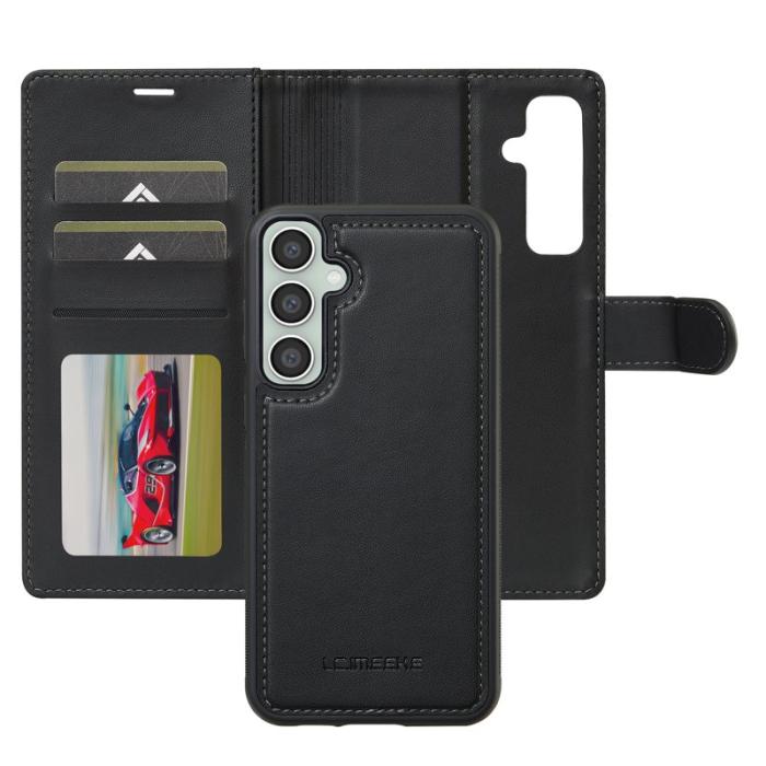 LC.imeeke - LC.IMEEKE L2 Series Samsung Galaxy S24 FE Plånboksfodral Konstläder - Svart
