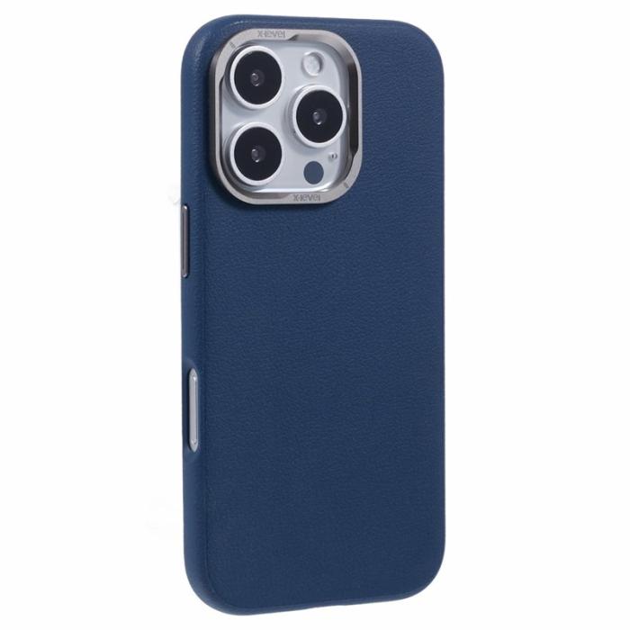 X-Level - X-LEVEL Mobilskal till iPhone 16 Pro PU Läder + PC Blå