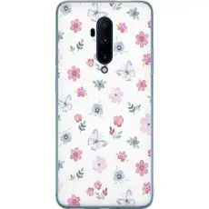 Gustaf - Mobilskal till OnePlus 7T Pro med Blommor och fj&auml;rillar