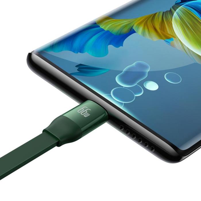 UTGATT1 - Baseus Retractable 3in1 microUSB/Lightning/Typ-C 66W 1.1m - Grön