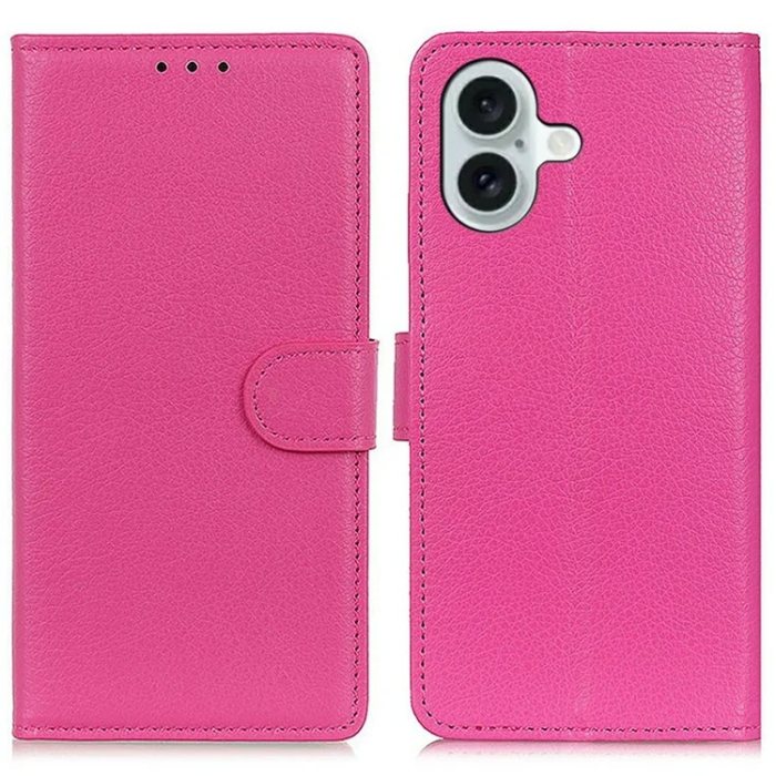 A-One Brand - iPhone 17 Plånboksfodral Litchi Texture - Rosa