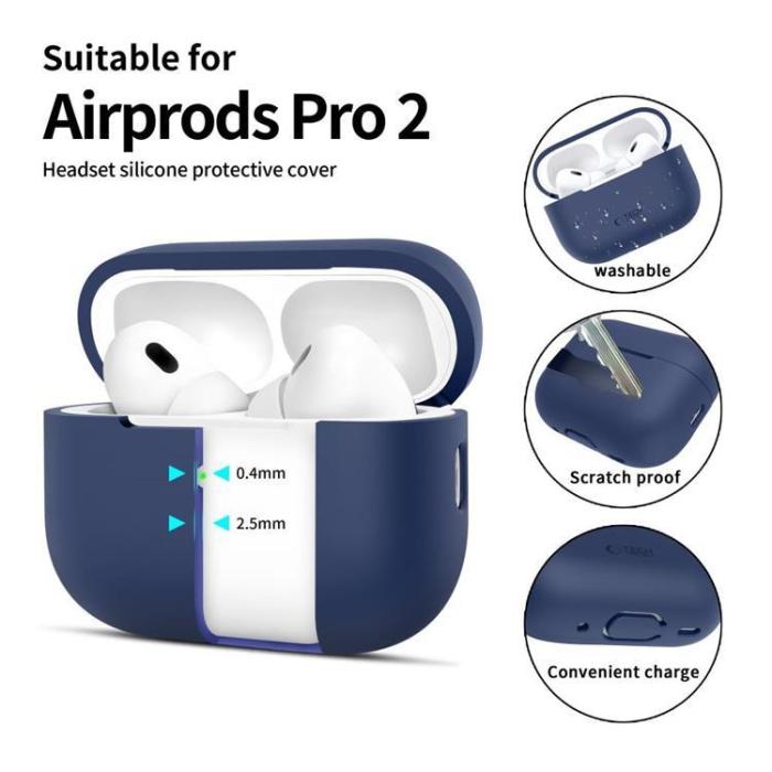 Tech-Protect - Tech-Protect Apple Airpods Pro 1/2 Skal Silikon - Marinblå