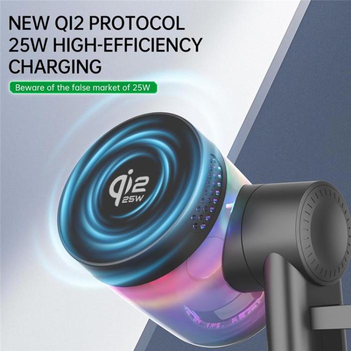 A-One Brand - Qi2.2 Magnetisk Trådlös Laddare 25W iPhone/Apple Watch/AirPods - Svart