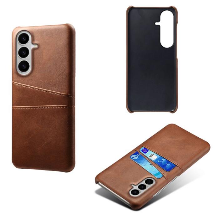 OEM - Samsung Galaxy S26 / S26 Pro Skal Dual Card Slots PU Läder - Brun