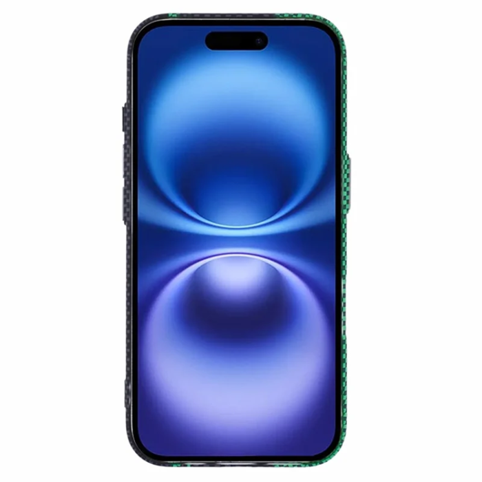 A-One Brand - iPhone 16 Plus Mobilskal Magsafe Kevlar Aramid Fiber - Grön/Svart