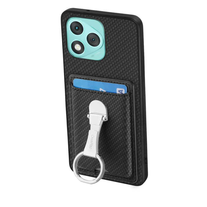 A-One Brand - Honor 400 Lite Mobilskal Korthållare Carbon Fiber - Svart