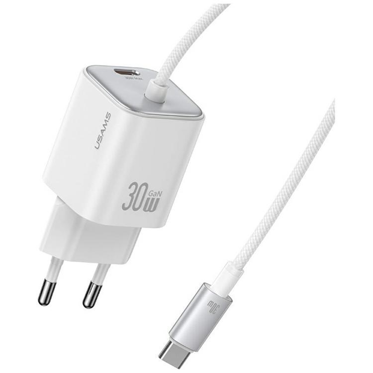 USAMS Snabbladdare 30W 2xUSB-C GaN Mini JC - Vit | 505295 | AlltMobil