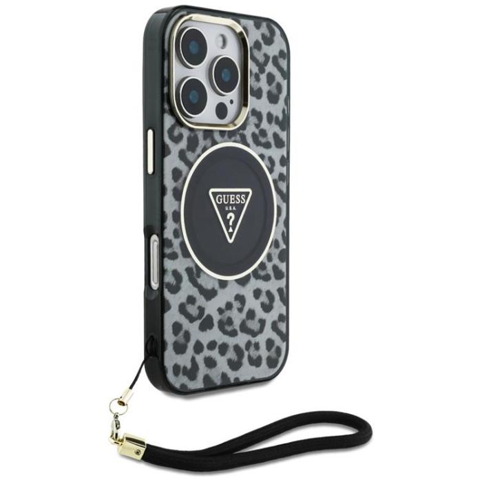 Guess - Guess iPhone 16 Pro Max Mobilskal MagSafe IML Leopard Triangle Strap