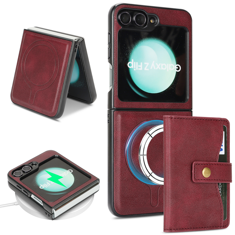 Galaxy Z Flip 6 Mobilskal MagSafe Detachable Korthållare Kickstand (Röd) | 2353 | AlltMobil