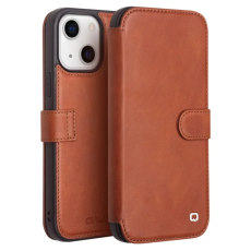 QIALINO - Qialino iPhone 13 Mini Plånboksfodral Cowhide Läder - Brun