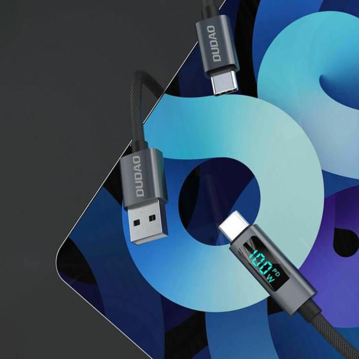 Dudao - Dudao L7C USB-C - USB-C 100W Kabel med LED Display 1m - Svart