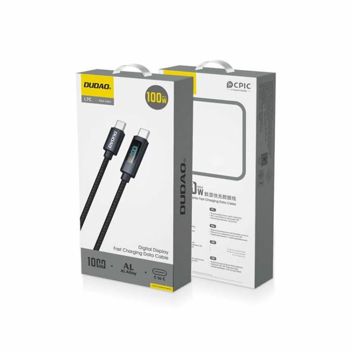Dudao - Dudao L7C USB-C - USB-C 100W Kabel med LED Display 1m - Svart