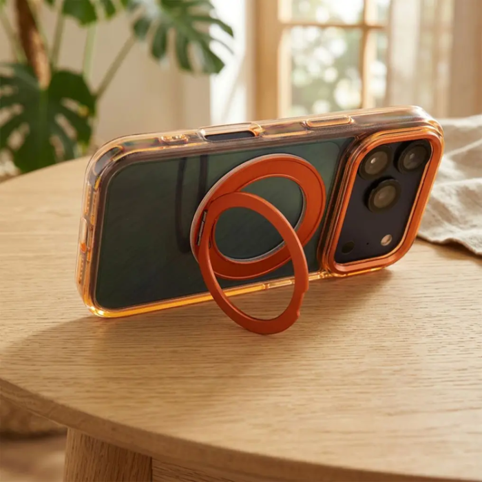 A-One Brand - Mobilskal Magafe iPhone 17 Pro Frame Circle med Stand - Orange