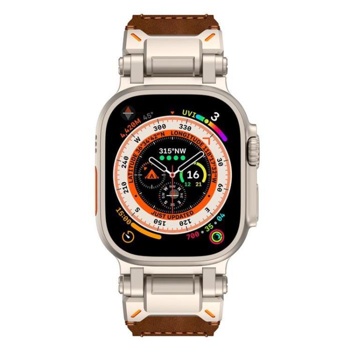 Boom of Sweden - Apple Watch Ultra (49mm) Armband Titanium Äkta Läder - Brun
