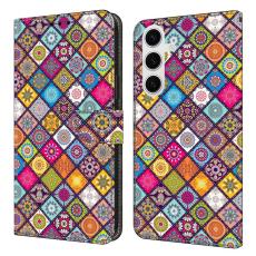 OEM - Samsung Galaxy S26 Pl&aring;nboksfodral TPU + Konstl&auml;der Flip - F&auml;rgglad Konstl&auml;der