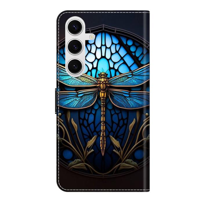 OEM - Samsung Galaxy S26 Plånboksfodral TPU + Konstläder Flip - Blå Trollslända