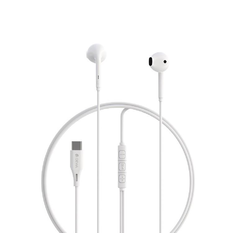 Devia In-Ear Trådbundna Hörlurar USB-C Kintone A3 - Vit | 505771 | AlltMobil