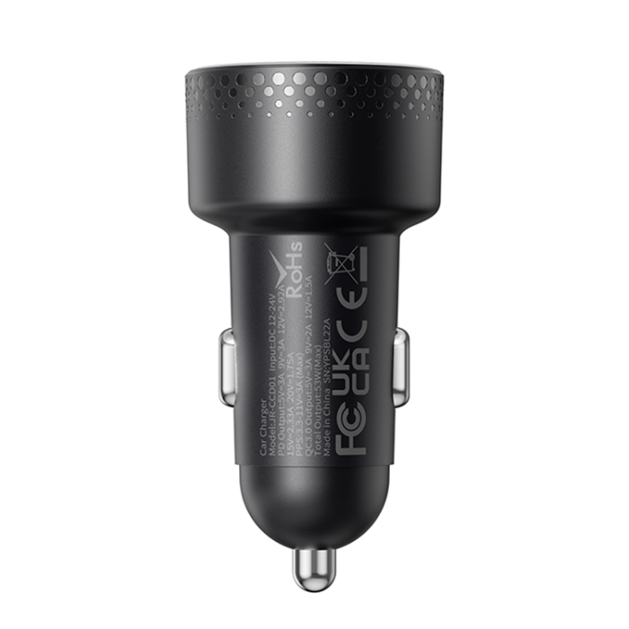 Joyroom - Joyroom Billaddare USB-C/USB Med Voltmeter - Svart