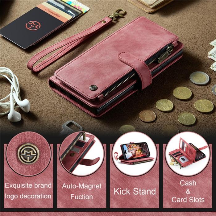 Caseme - CASEME iPhone 15 Pro Max Plånboksfodral C30 Zipper - Röd
