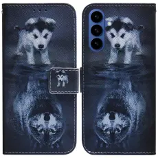 OEM - Samsung Galaxy S26 / S26 Pro Pl&aring;nboksfodral Konstl&auml;der Hund och Varg