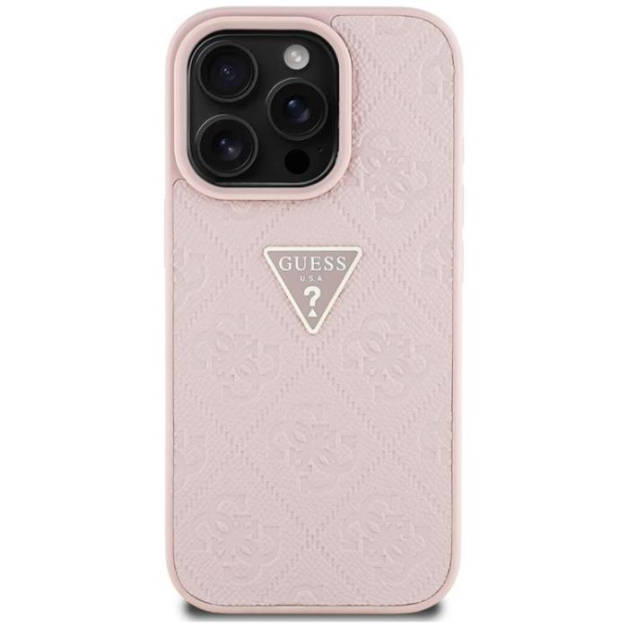 Guess - Guess iPhone 16 Pro Max Mobilskal Hot Stamp 4G Triangle Logo - Rosa