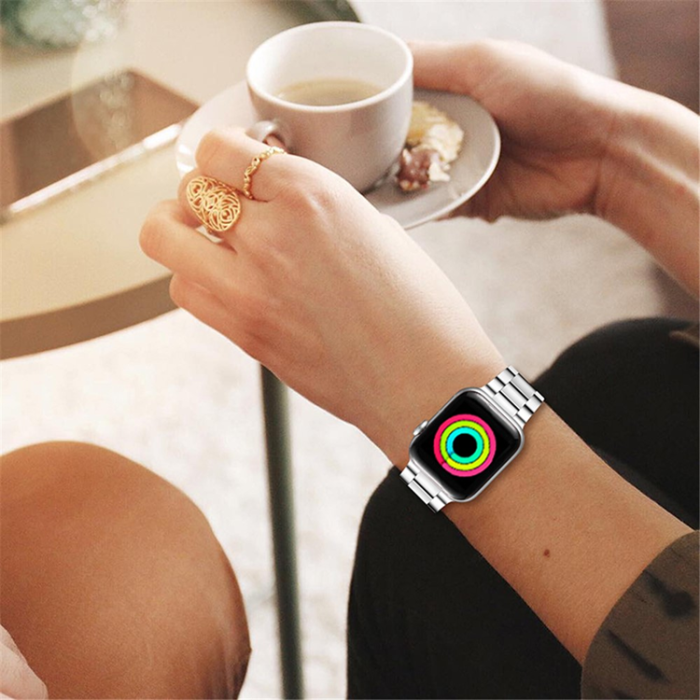 A-One Brand - Apple Watch 42/44/45/46/49mm Armband Stainless Steel - Silver