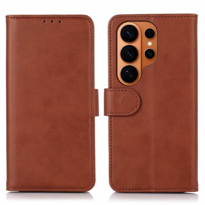 OEM - Samsung Galaxy S26 Ultra Plånboksfodral Konstläder Ställ - Brun
