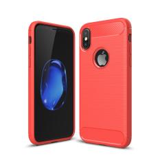OEM - Carbon Fiber Brushed Mobilskal till iPhone XS / X - Röd